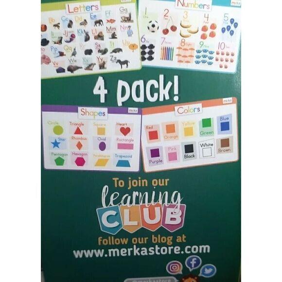 Merka Educational Placemats Letters Numbers Shapes Colors- 4 Pack - Picture 4 of 5